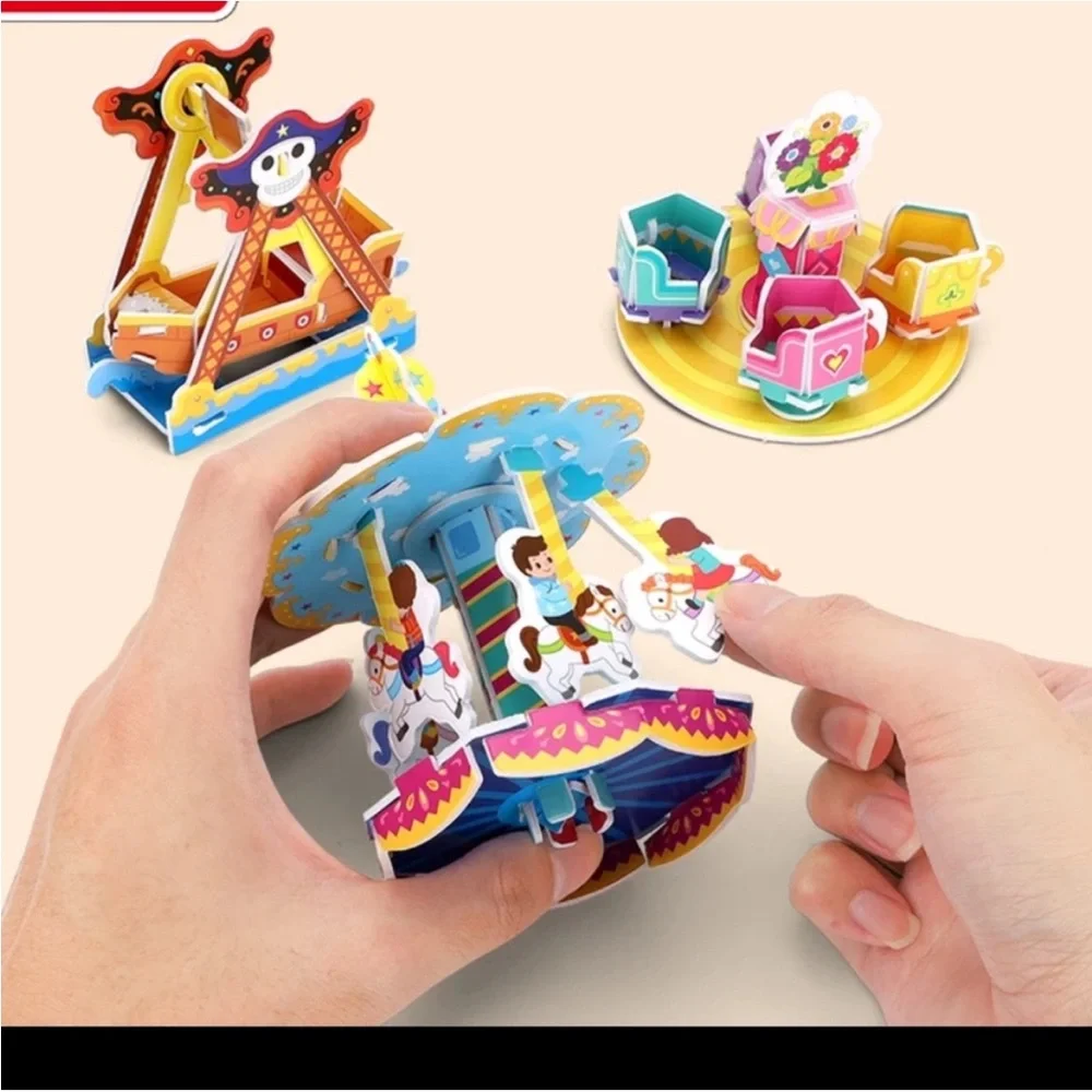 3 pack 3D puzzle craft amusement park fine motor skills building 5 6 7 8 9 +